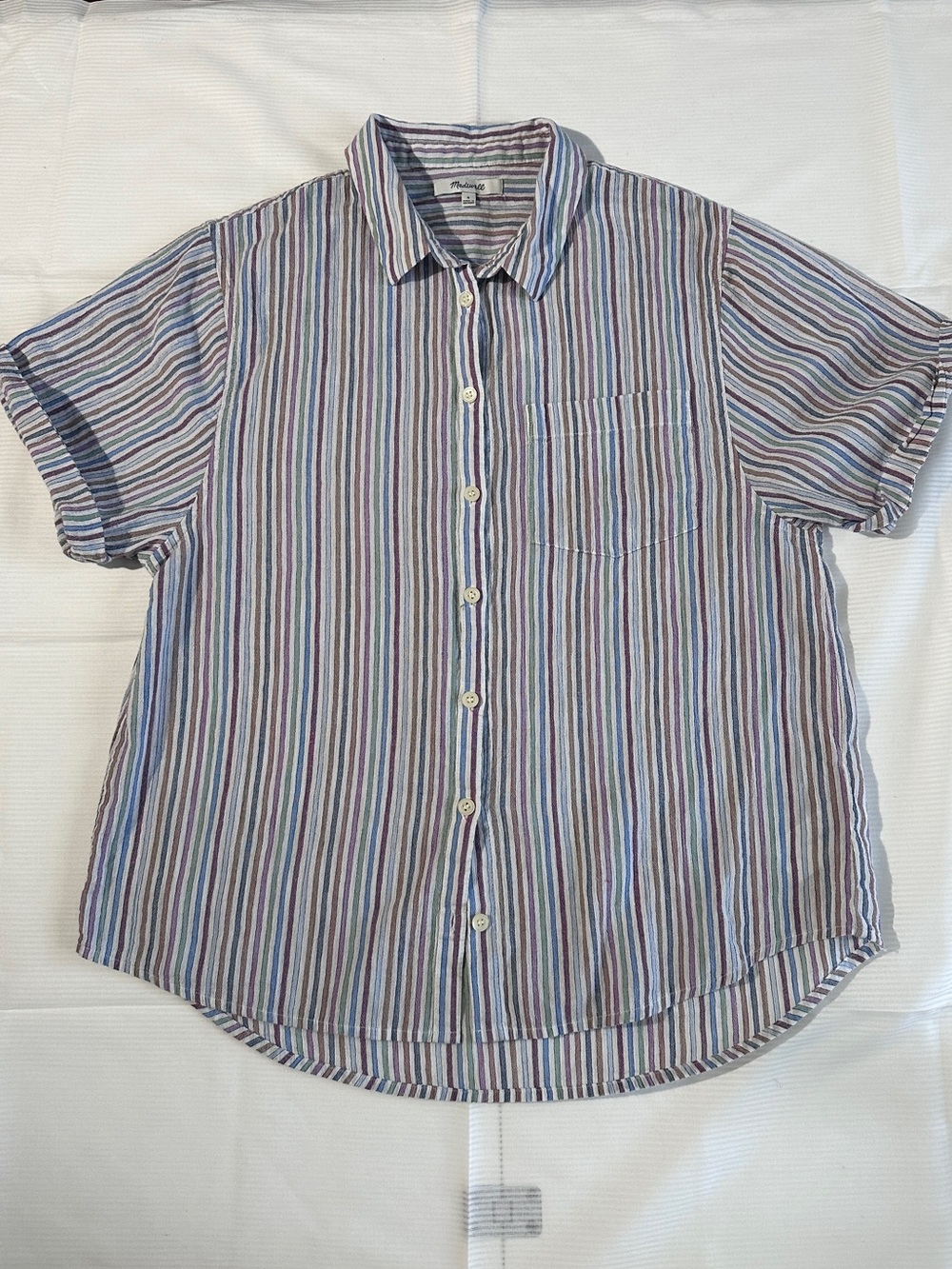Madewell Pastel Striped Cotton Button Up | Coastal Grandpa Indie Shirt